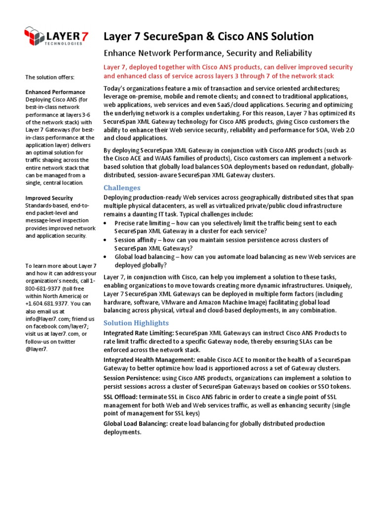 Layer 7 Layer 7 Securespan & Cisco Ans Solution Solution | PDF | Computers