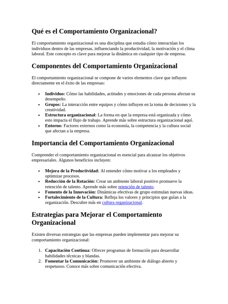 Comportamiento y Cultura Organizacional | PDF | Comportamiento ...