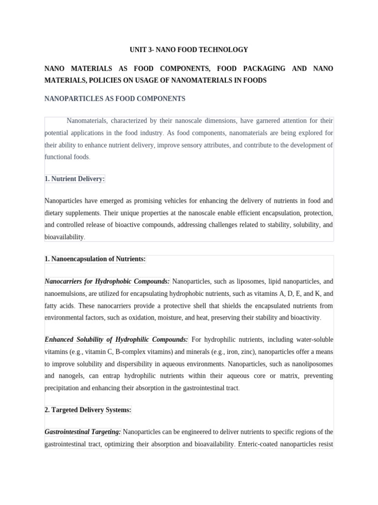 Nano Food Technology Applications | PDF | Nanoparticle | Silicon Dioxide
