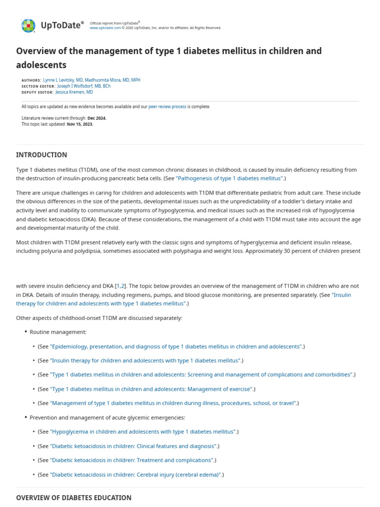 Uptodate Dm1 Jan 2025 | PDF | Diabetes | Diabetes Management