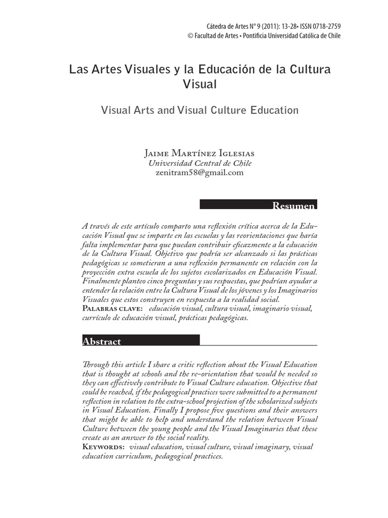 Las Artes Visuales y La Educacion de La | PDF | Enseñando | Realidad