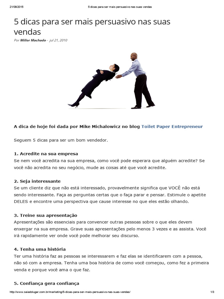 5 Dicas Para Ser Mais Persuasivo Nas Suas Vendas | PDF | Business