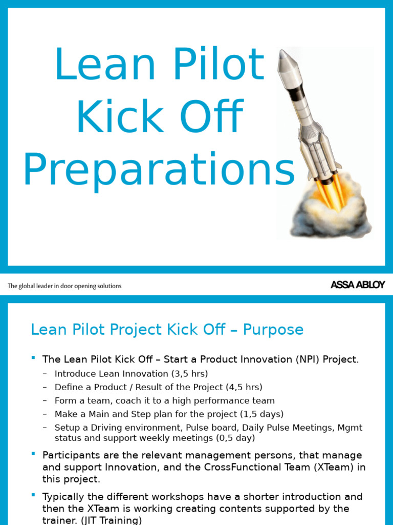 Lean Pilot Project Kickoff Guide | PDF