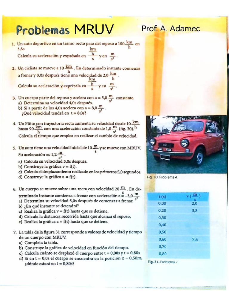 Ejercicios de MRUV | PDF