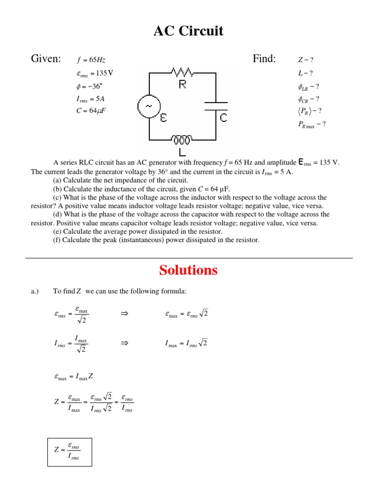 AC Circuit Analysis and Calculations | PDF