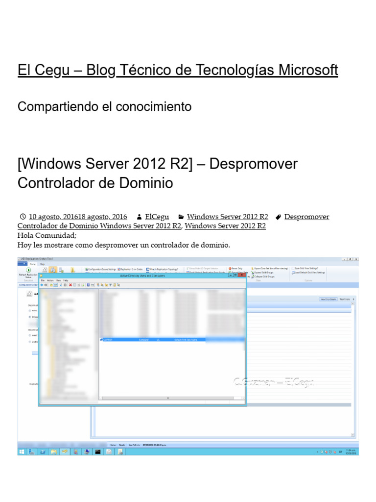 Despromover Controlador de Dominio en Windows Server 2012 R2 | PDF ...