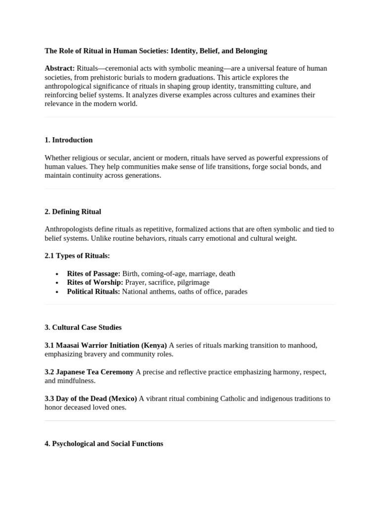 The Significance of Rituals in Society | PDF | Rituals | Social Psychology
