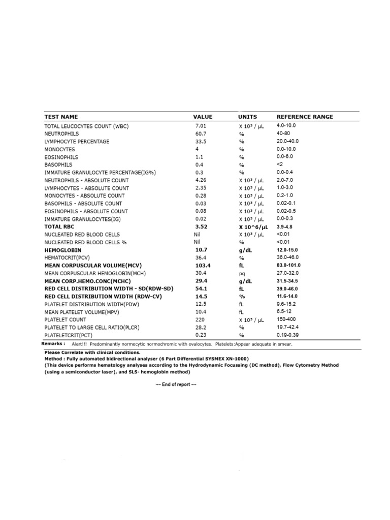 Comprehensive Blood Test Results | PDF | Creatinine | Diseases And ...