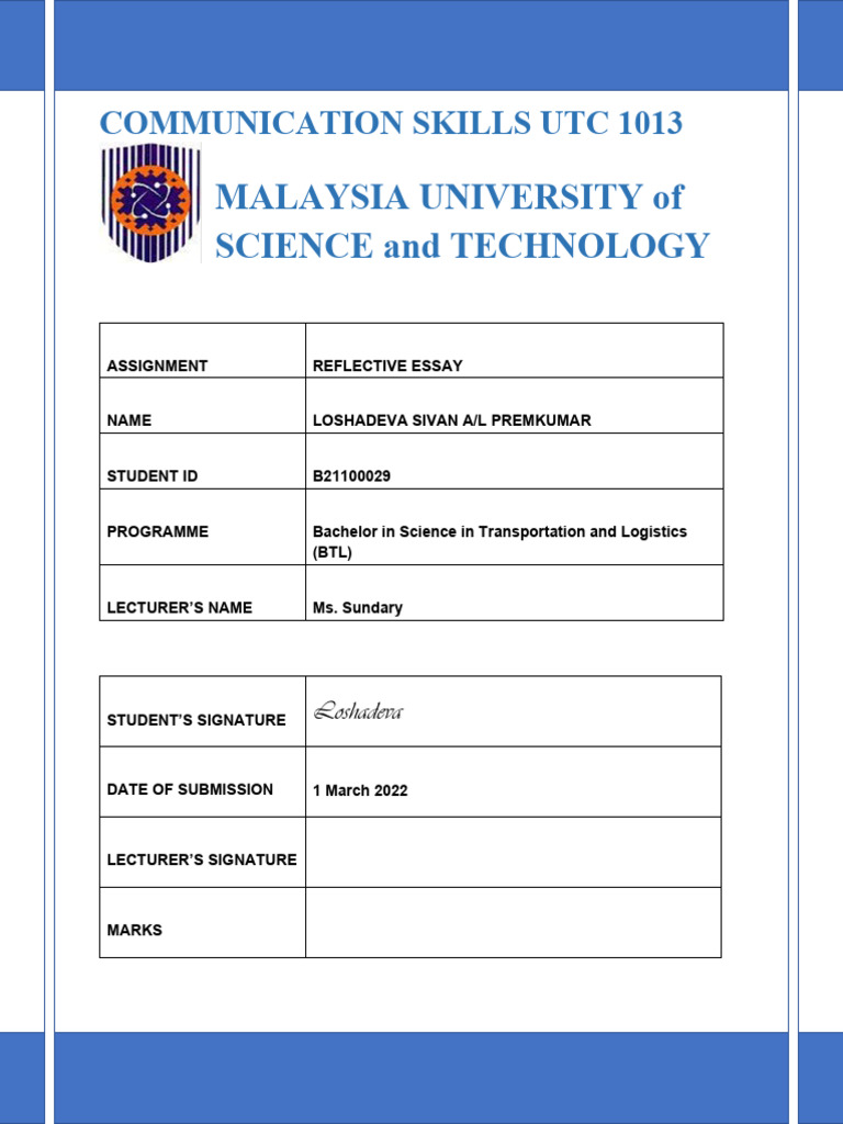 Reflective Essays on Communication Skills | PDF | Climate Change ...