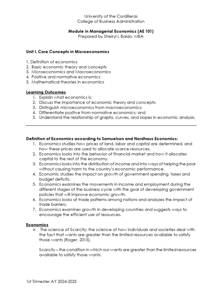AE+101++Module+1.2++Handout 2 | PDF | Economics | Microeconomics