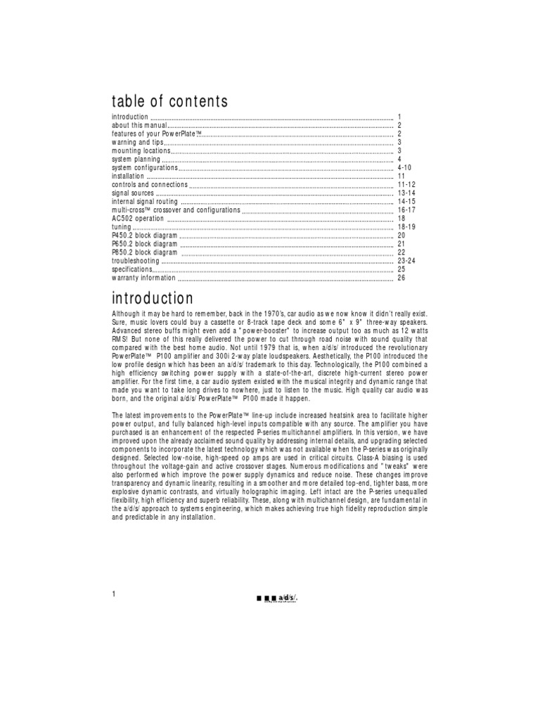 a/d/s/ P450.2 パワーアンプ ADS P450.2 OWNER'S MANUAL Pdf Download | ManualsLib