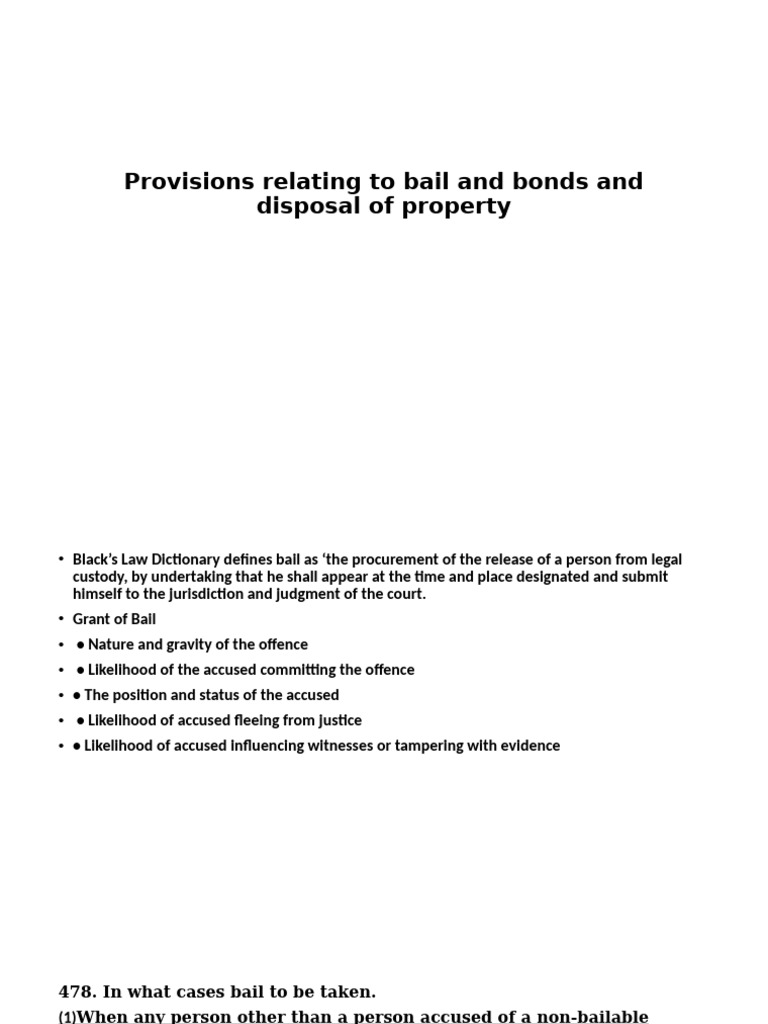 Provisions Relating To Bail and Disposal of Property | PDF | Bail | Arrest