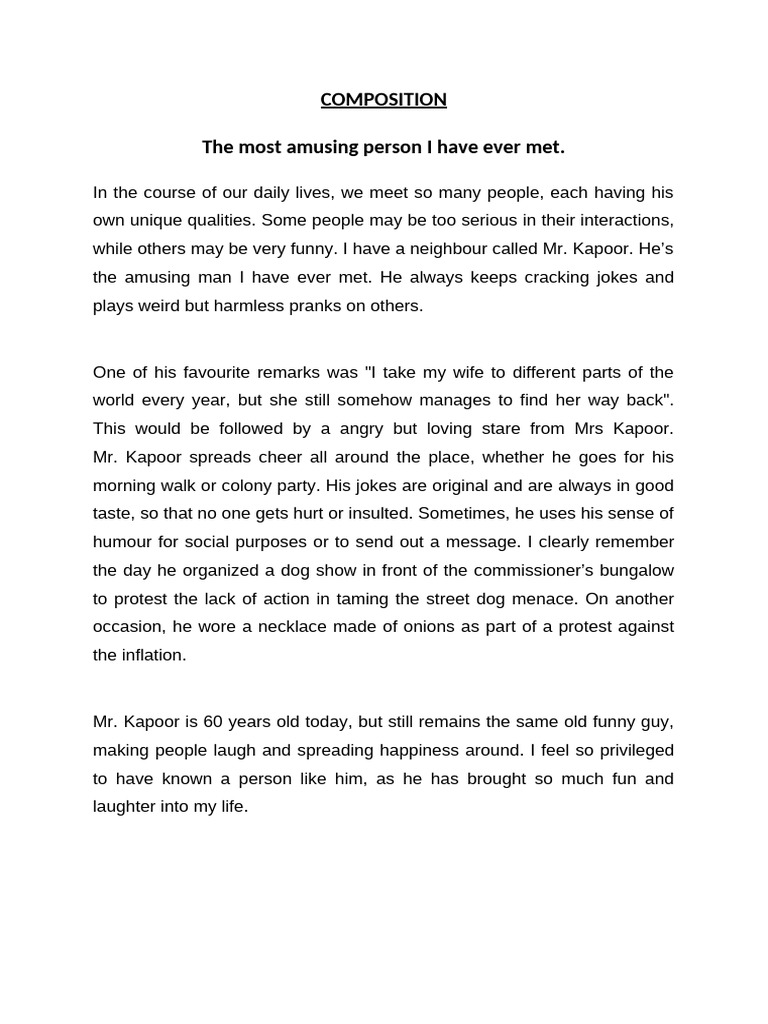 The Most Amusing Person I Have Ever Met | PDF