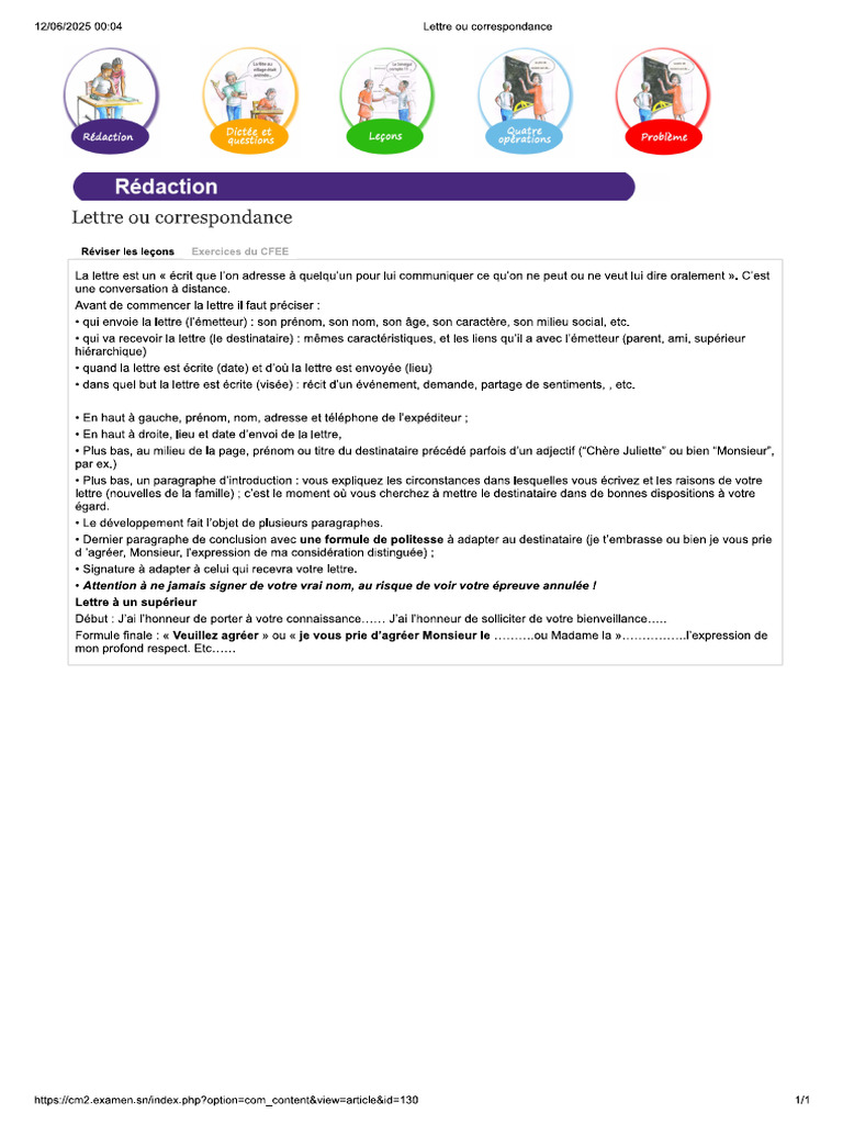 Lettre de Correspondance CM2 | PDF
