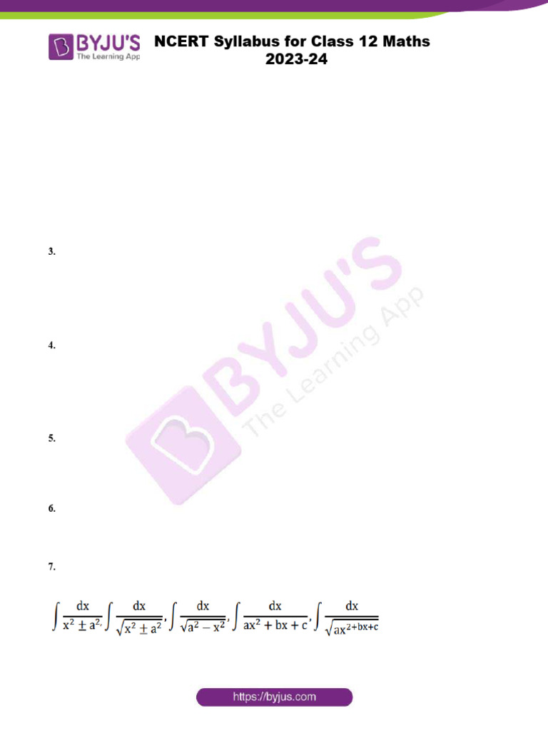 Class 12 NCERT Maths Syllabus 2023-24 | PDF | Matrix (Mathematics ...
