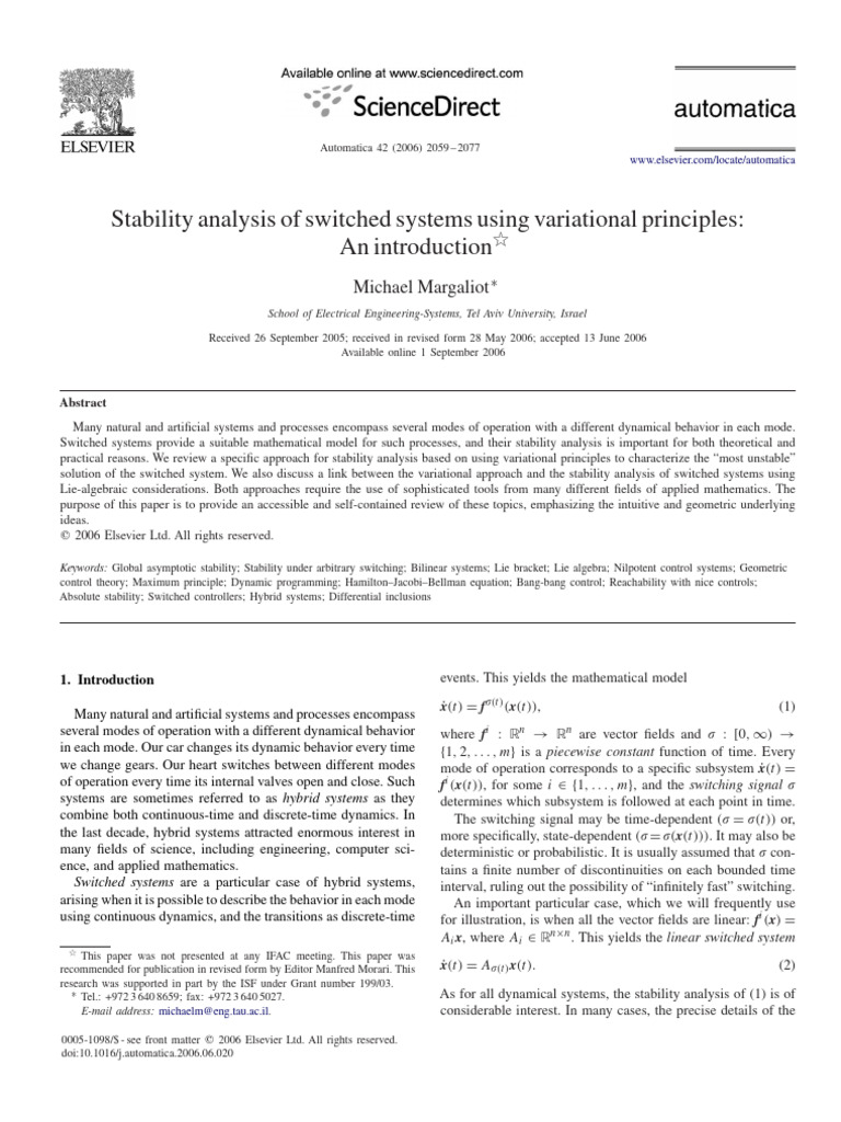 Stability of Switched Systems Review | PDF | Stability Theory ...