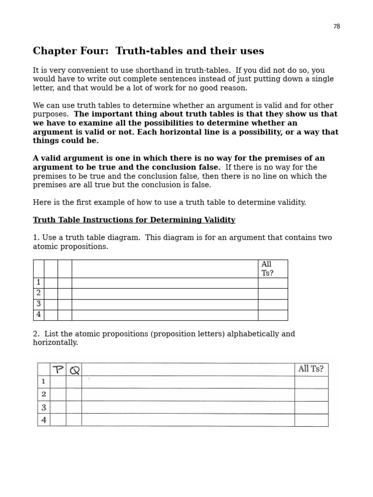 Truth Table Validity Instructions | PDF | Argument | Contradiction