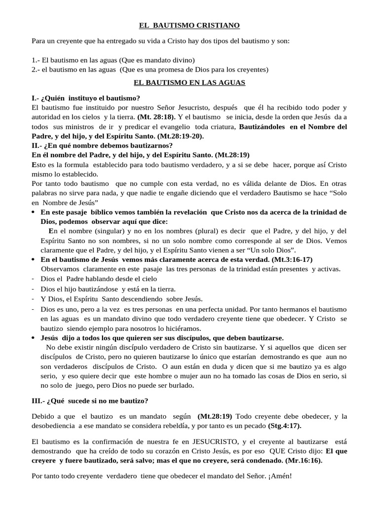 El Bautismo Cristiano | PDF | Bautismo | Cristo (título)