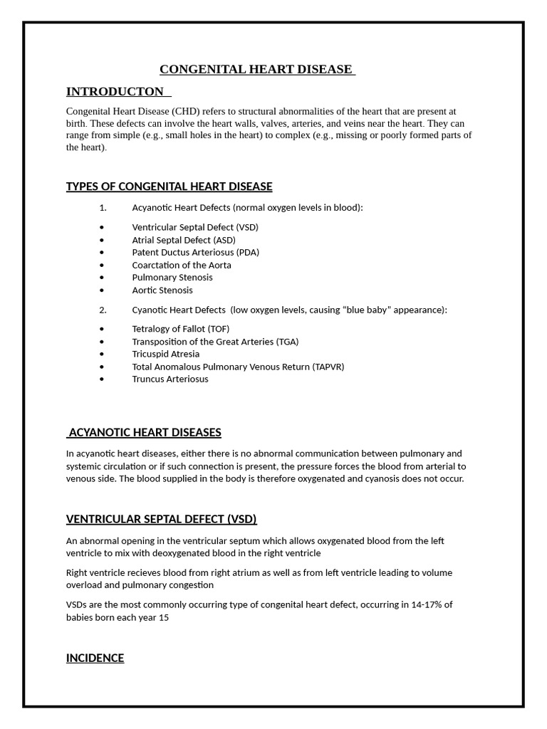 Understanding Congenital Heart Disease | PDF | Congenital Heart Defect ...