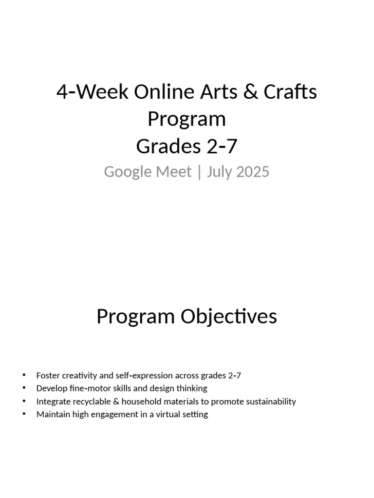 Arts and Crafts Program Grades2-7 | PDF