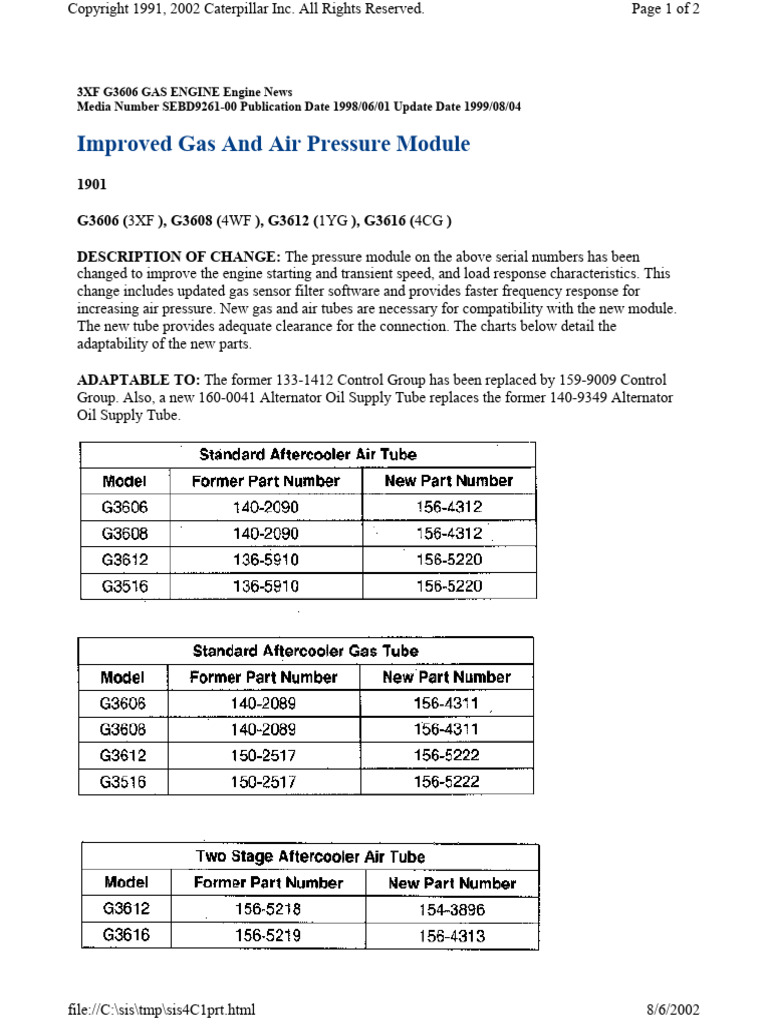 G3606 Gas Engine Pressure Module Update | PDF