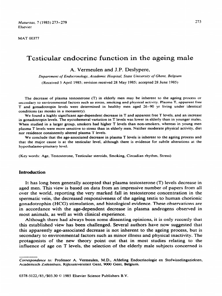 Age-Related Testosterone Decline in Men | PDF | Testosterone | Hypoglycemia