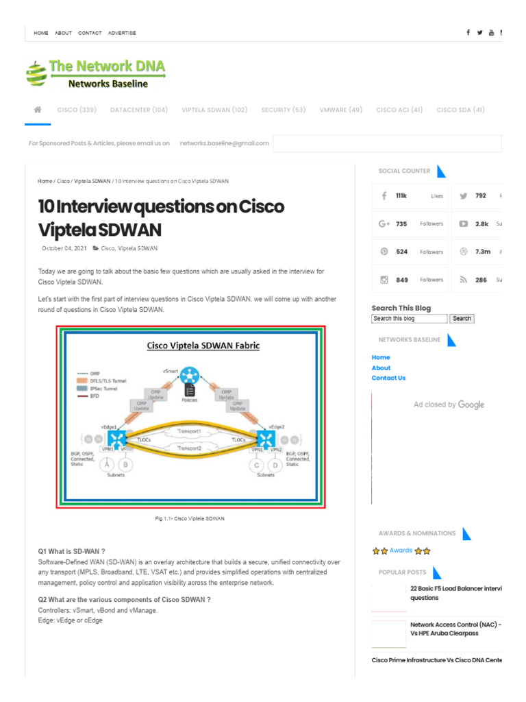 Cisco Viptela SD-WAN Interview Questions | PDF | Computer Network ...