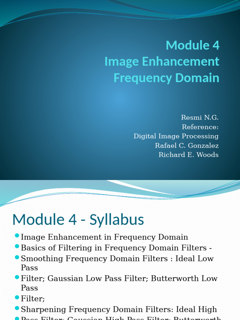 Frequency Domain Image Enhancement Techniques | PDF | Filter (Signal ...