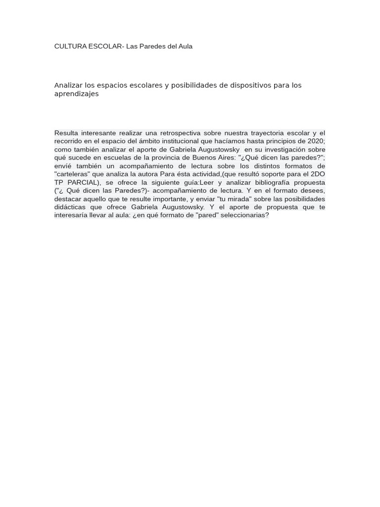 Paredes del Aula: Aprendizajes y Arte | PDF