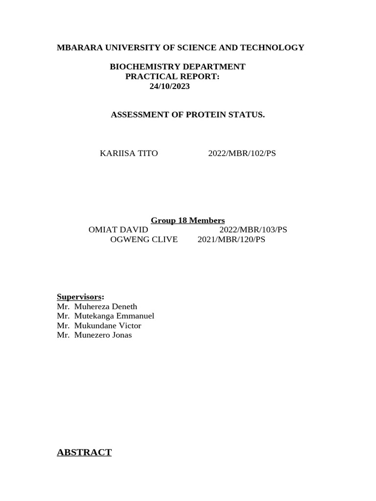 Protein Status Assessment Report | PDF | Proteins