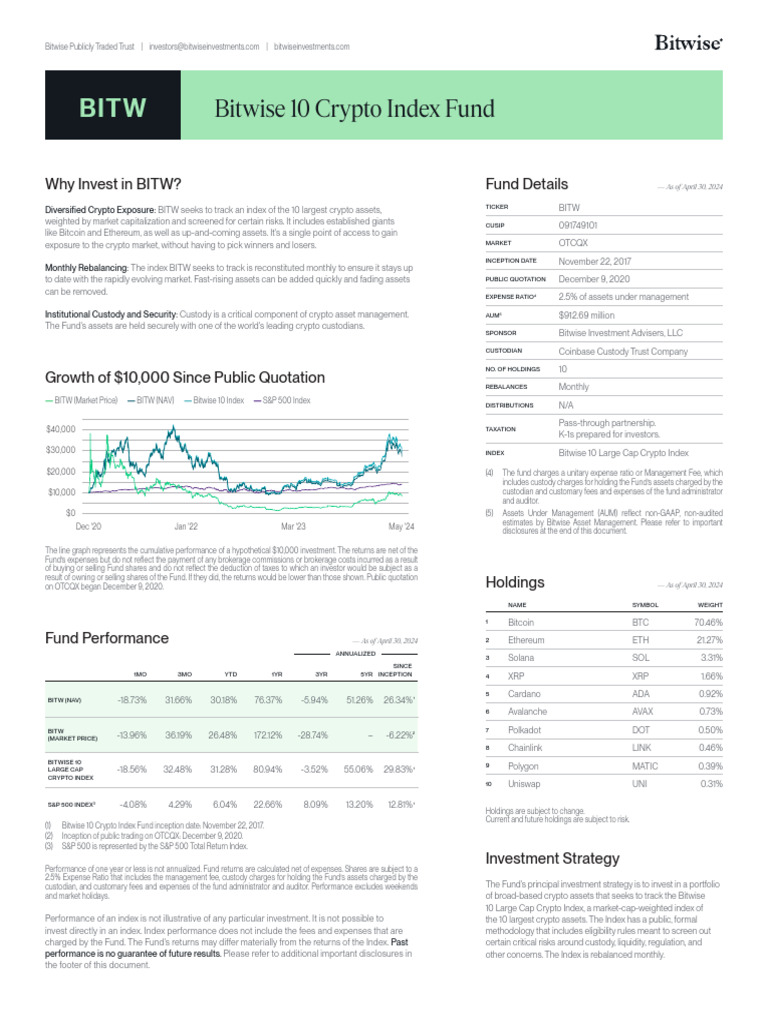 Bitwise 10 Crypto Index Fund Overview | PDF | Investment Fund | Investing