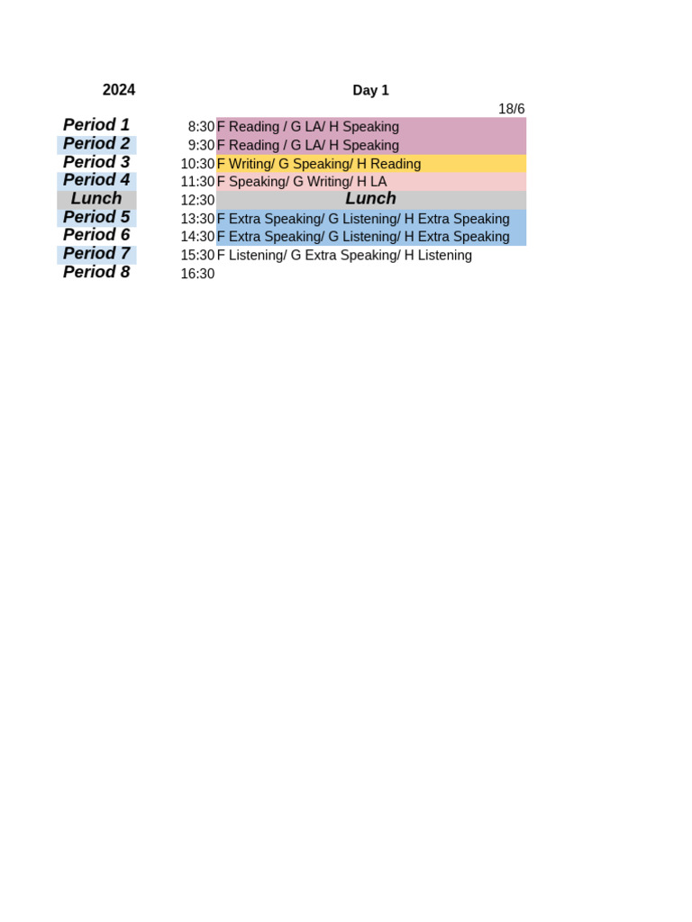 Timetable Term 58 | PDF
