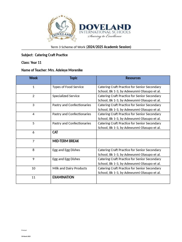 Year 11 Catering Craft Practice | PDF