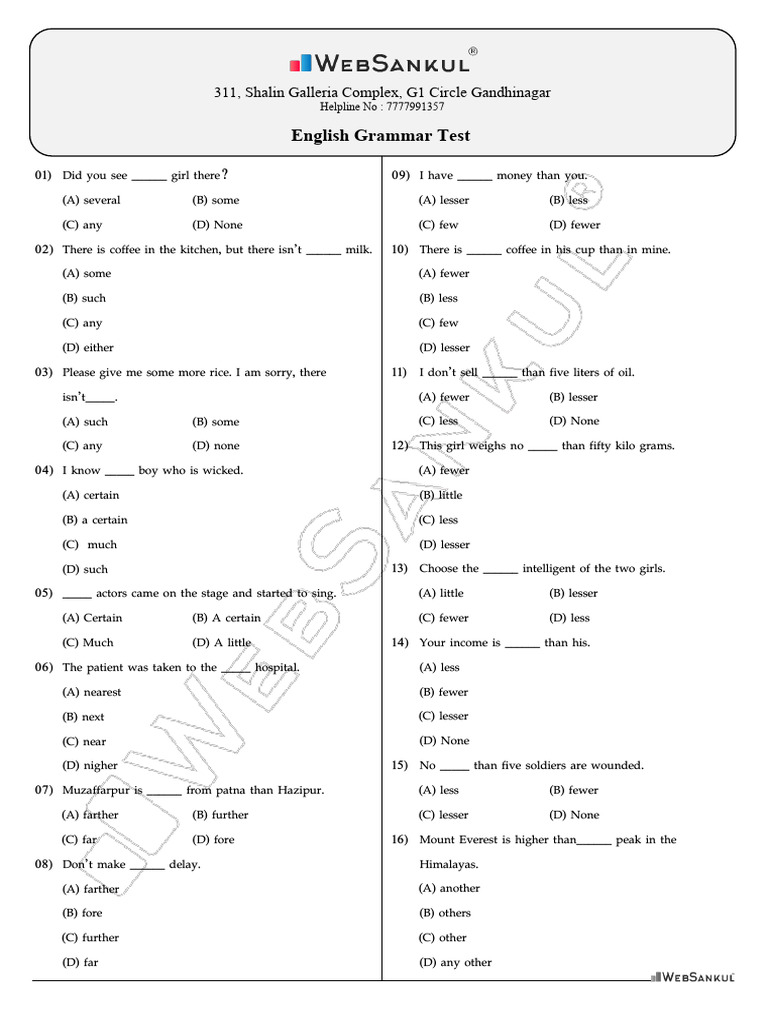 English Grammar Test 12 | PDF | Grammar | Linguistic Morphology