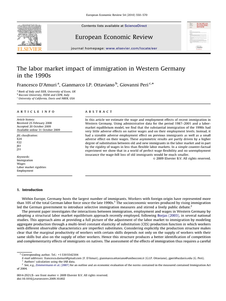 D'Amuri Et Al - 2010 - The Labor Market Impact of Immigration in ...