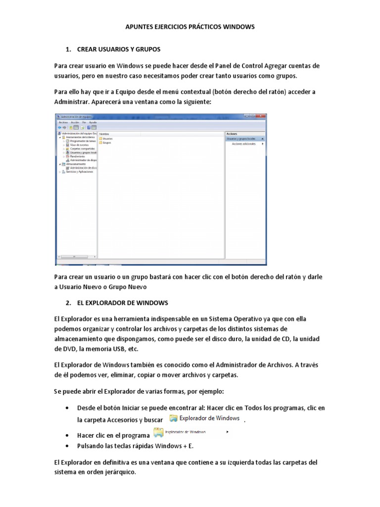 Ejercicios Prácticos de Windows | PDF | Archivo de computadora ...