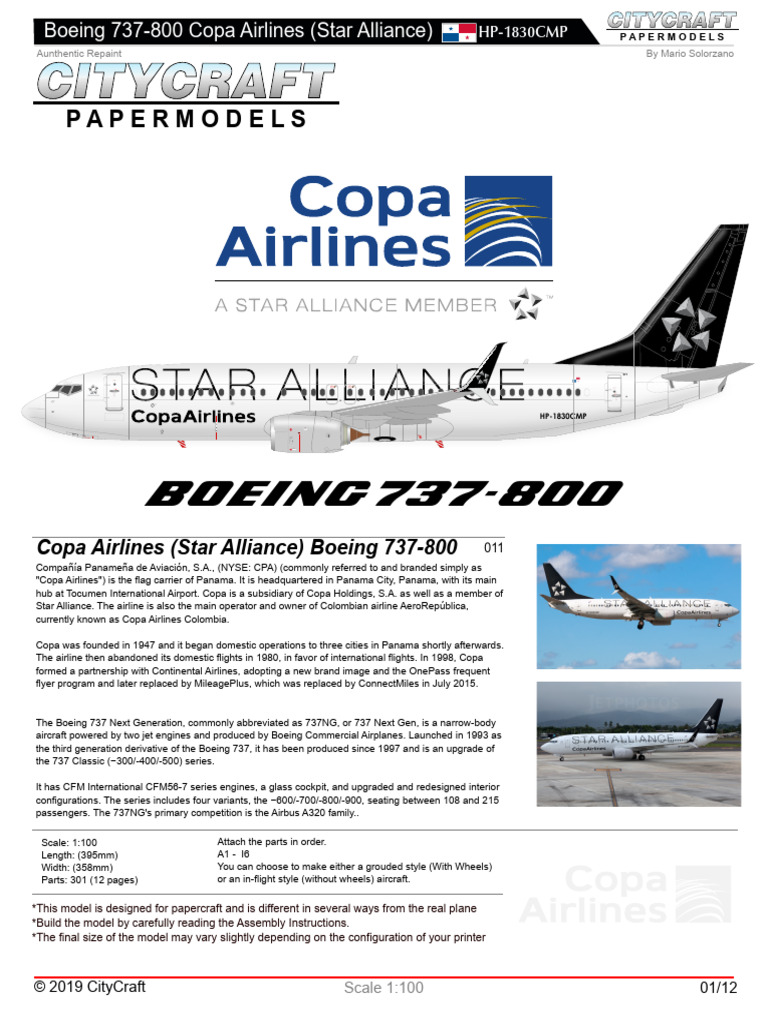 Copa Airlines Boeing 737-800 Model | PDF | Aviation | Aircraft