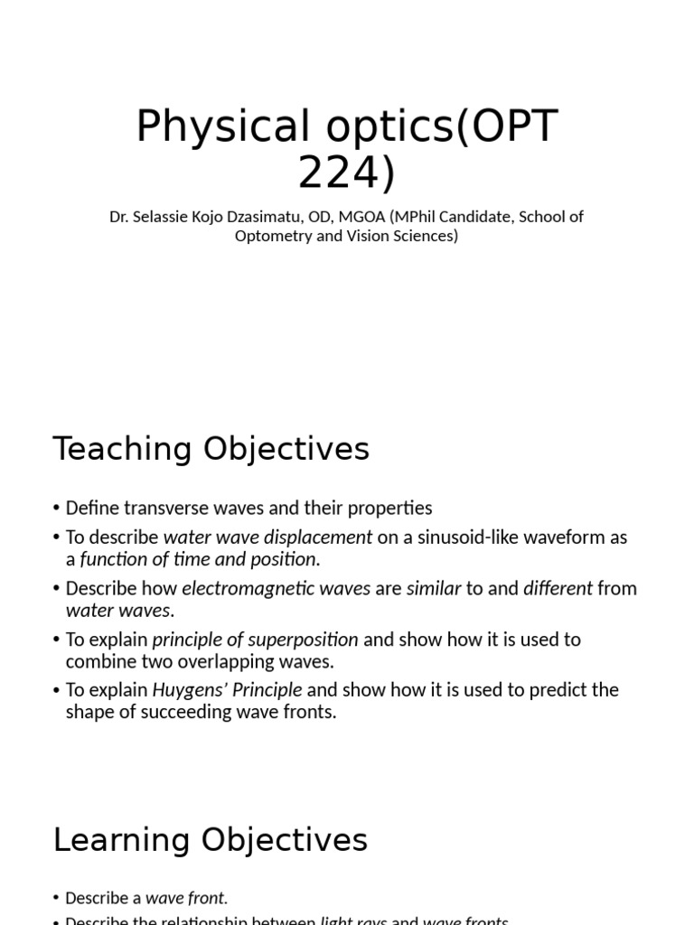 Understanding Physical Optics and Waves | PDF | Waves | Optics