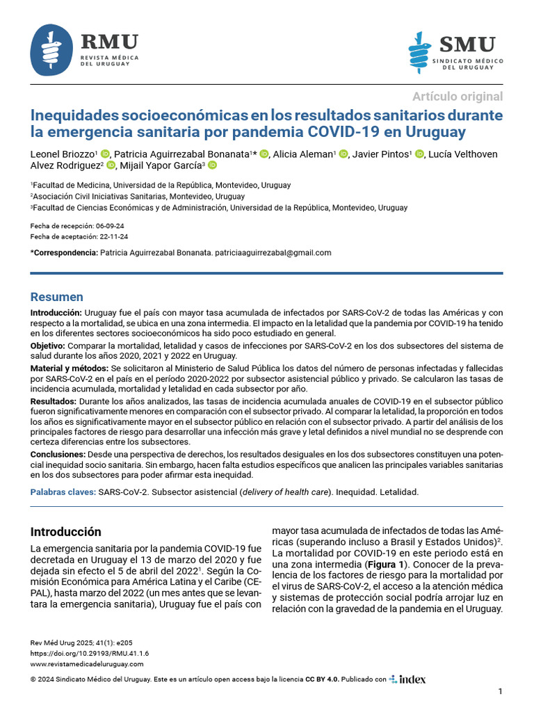 1688 0390 Rmu 41 1 E205 | PDF | Pandemia | Uruguay