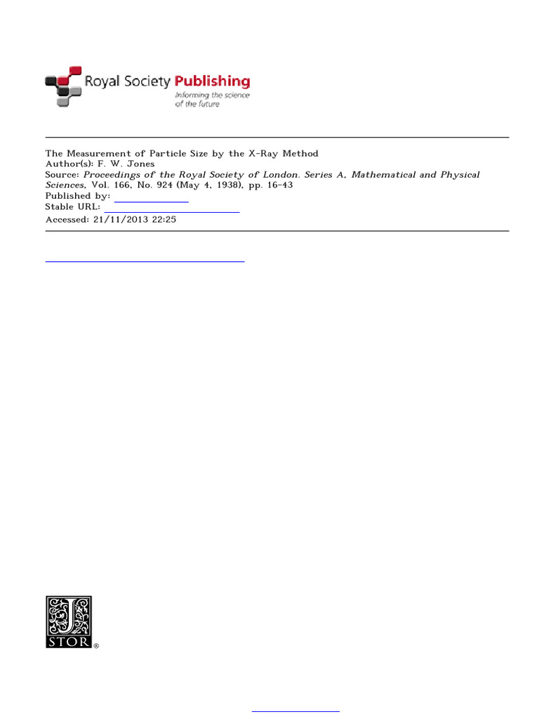 X-Ray Method for Particle Size Measurement | PDF | Diffraction ...
