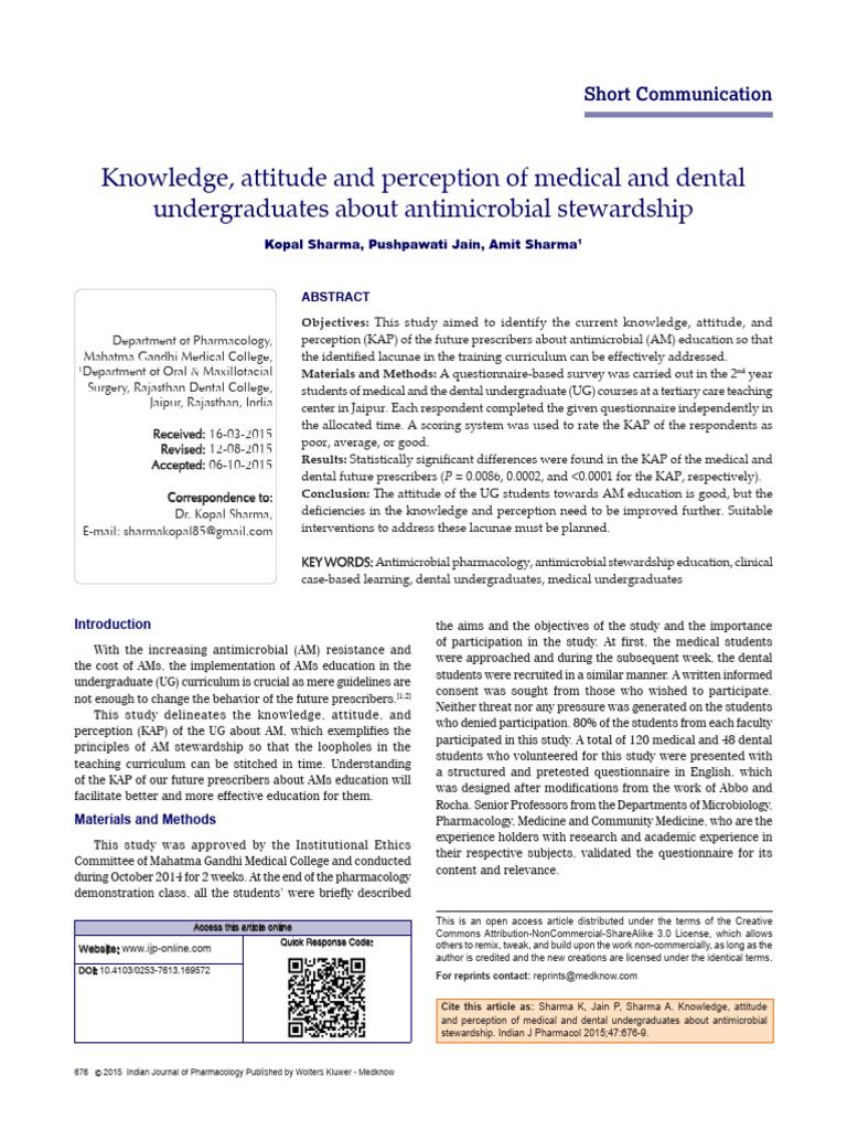 KAP of Medical and Dental Students on AM Stewardship | PDF