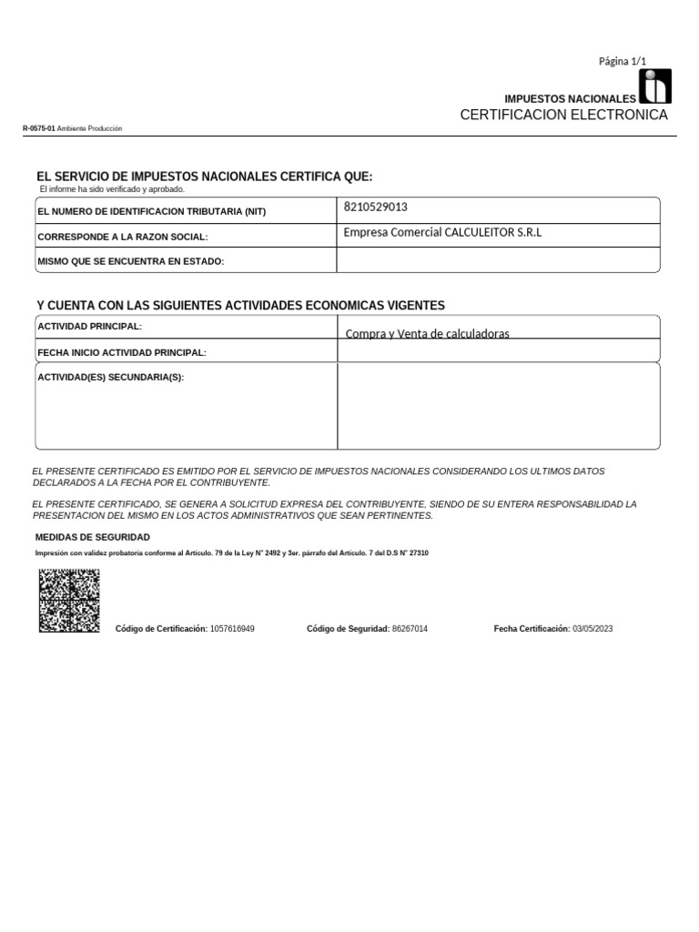 Certificación Electrónica de Impuestos | PDF