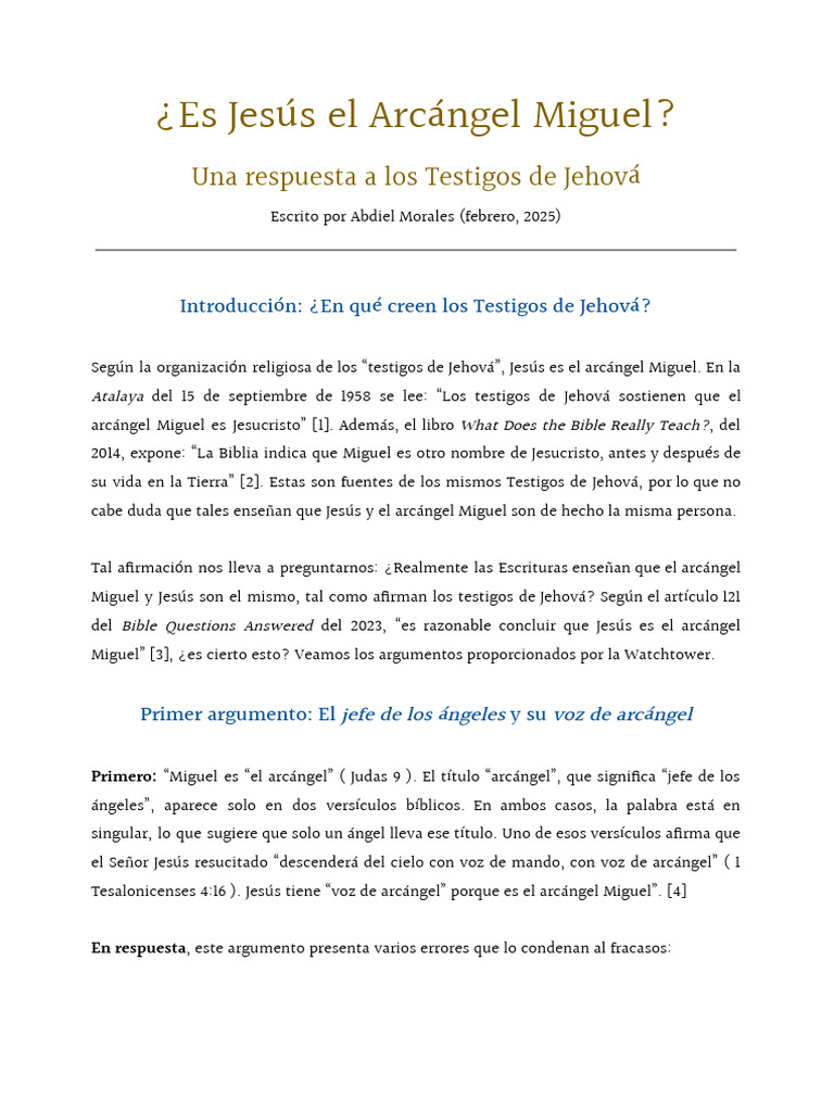 Es Jesús El Arcángel Miguel - Una Respuesta A Los Testigos de Jehová ...