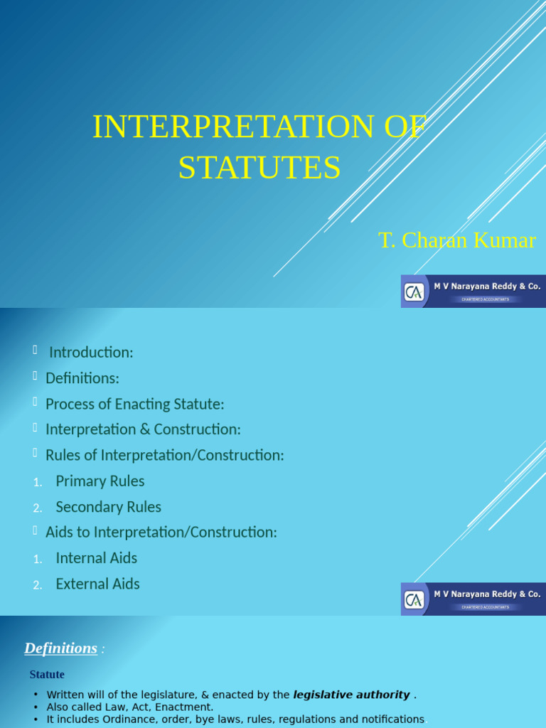 Interpretation of Statutes Interpretation of Statutes | PDF | Statutory ...