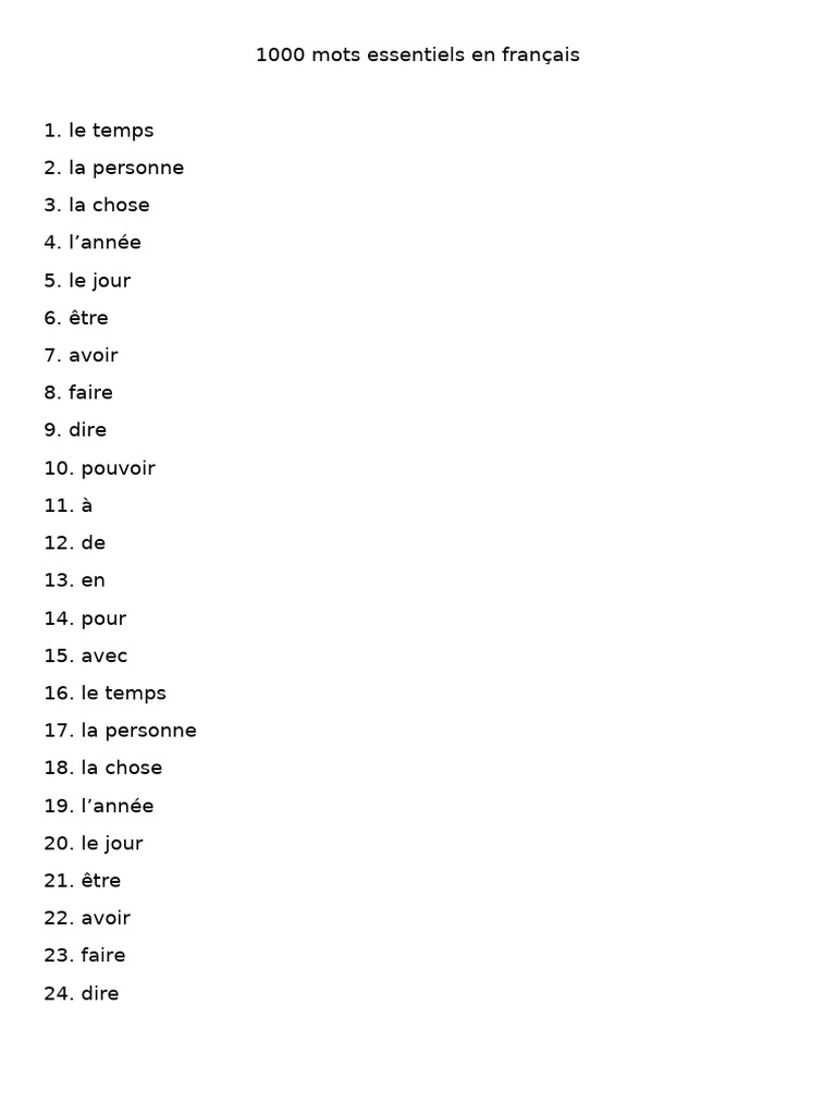 1000 mots essentiels en français | PDF