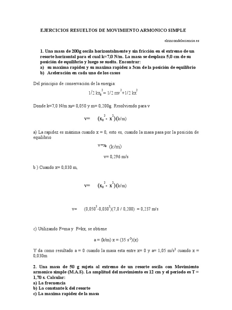 Problemas Mas Masa Mecanica Clasica