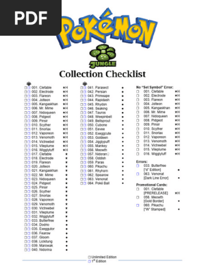 Pokmon Jungle Set Checklist | PDF