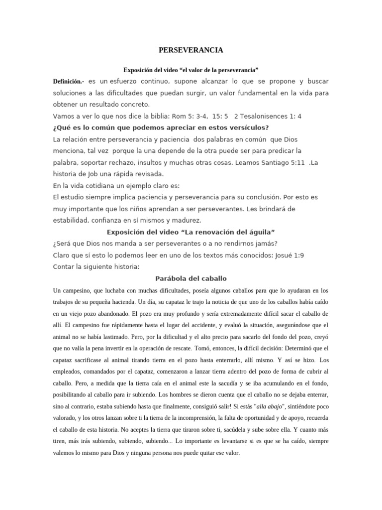 Valor y fuerza de la perseverancia | PDF