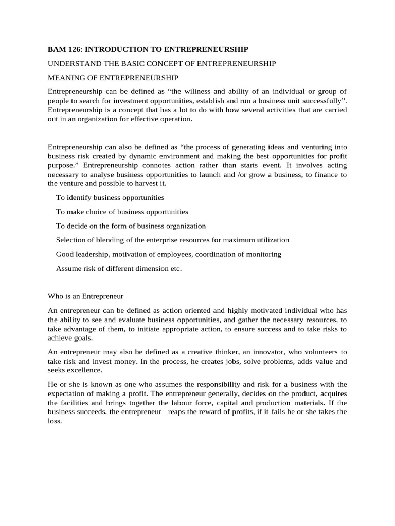 Entrepreneurship Basics for Grade 9 EMS | PDF | Entrepreneurship ...