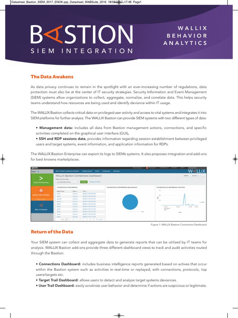 Wallix Datasheet Bastion Siem | PDF | Data | Computing